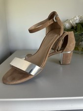 Vanilla Moon Beige/ Silver Block Heel Sandals 6