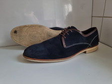 H BY HUDSON DESIGNER UK 9 EU 43 MENS NAVY SUEDE LEATHER DERBY FORMAL DRESS SHOES