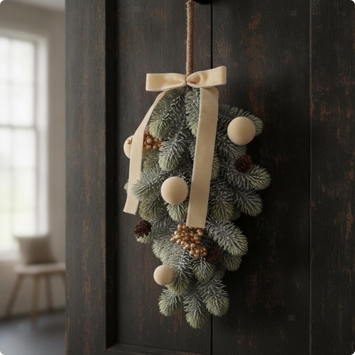 Christmas swag with velvet bow - christmas,