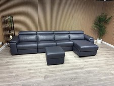 Furniture Village - Nicoletti DAVIDE Leather XL Chaise Sofa + Stool - RRP £6,040