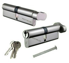 2x Thumb Turn 100mm Euro Cylinder Lock, Barrel Lock  6 Keys 50T/50 Keyed alike