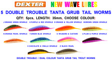 5 SCENTED DOUBLE TROUBLE 35mm TANTA GRUB TAIL WORMS TROUT PERCH SOFT BAIT LURES