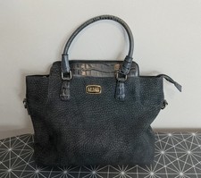 Womens Coveri Collection Black faux leather tote bag with gold accents