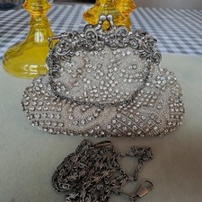 Butler And Wilson Rare Vintage Bag Stunning White Crystals and Silver Beads