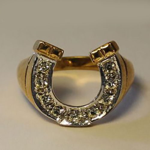 Unisex horse shoe ring dipped - horse,