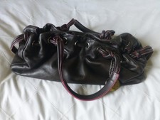 TANNER KROLLE handbag soft brown leather with pink stitching and suede inner VGC