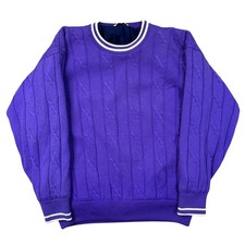 Vintage Faldo Pringle Golf Wool Blend Knit Jumper Sweater Purple Mens Small