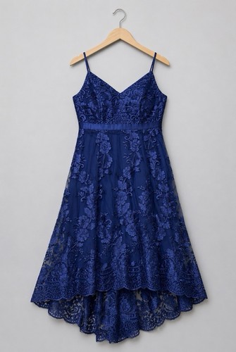 Quiz navy embroidered dress - embroidered,