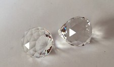 2 x Crystal Glass Cut Faceted