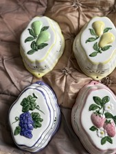x 4 1980s Vintage Ceramic Jelly Moulds Set Decorative Hanging Fruit 