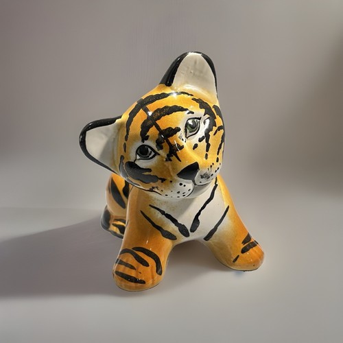 Italian ceramic tiger - tiger, cub