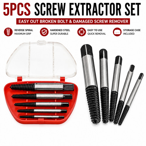 5pcs screw extractor set - screw, easy