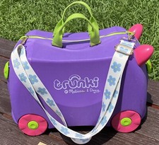 Melissa & Doug Trunki Ride-On Suitcase CarryOn Luggage Purple + Saddle Bags ++VG