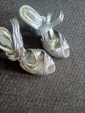 Occasions Dragonfly Sandals Strappy Heels size 5.5 Silver Slingback Next