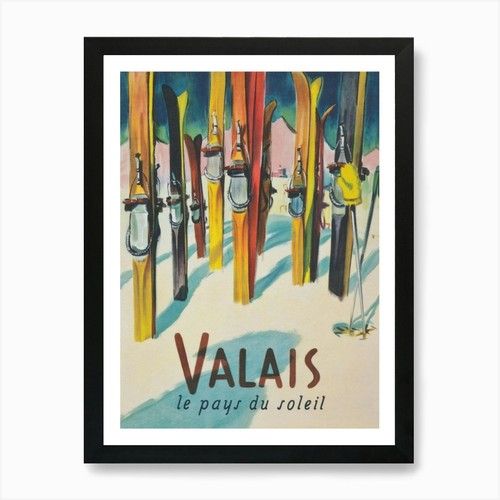 Valais switzerland vintage ski - vintage,