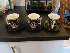 Vintage Portmeirion Coffee Cups & Saucer Set 3 Magic City Susan Williams Ellis