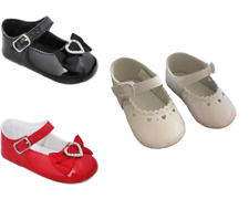 New Baby Girls Little Cutie Patent Sparkle Heart Romany Soft Sole UK Made Shoes