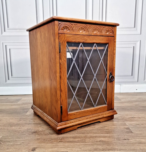 Vintage oak media cabinet - media,