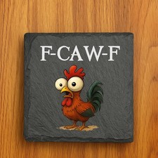 f caw f rooster chicken funny slate coaster drink tea coffee placemat for mug