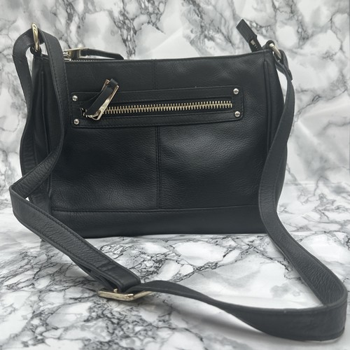 Black leather messenger - m&s,