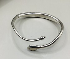 Fabulous Vintage Heavy Solid Silver Engraved Snake Cuff/Slave Bangle 44g