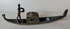 Vintage Miniature Metal Venetian Gondola Boat Missing Stick 13cm Long