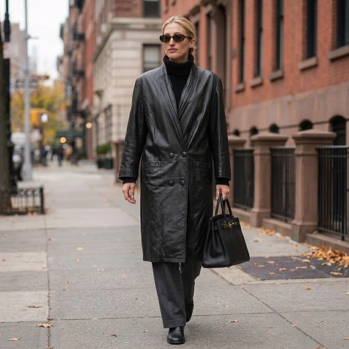 Vintage 90s leather trench - 90s,