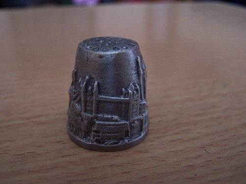 Vintage pewter thimble scenes - pewter,