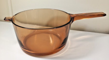 Vision Corning Saucepan Glass Amber 20cm Diameter Vintage France