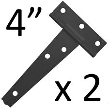 2 x 4"  BLACK TEE HINGES Cupboard Door Outdoor Gate Shed Small 10cm T Hinge Pair