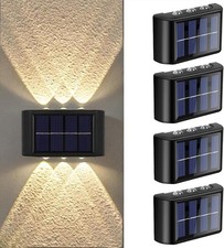 Solar Wall Lights Up and Down Wall Lamps Warm White 4 Pack