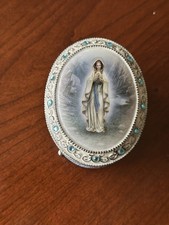 Small Porcelain Musical Box with Religious Scene and Music Box