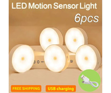 pack of 6 USB Rechargeable Motion Sensor Night Light for Cabinet Wardrobe Stairs