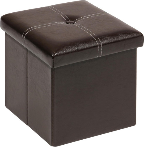 Faux leather ottoman - ottoman, storage