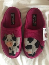 unused haflinger ladies slippers size 39 purple cow pattern unboxed