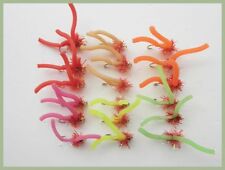 Worm Fishing Flies, 18 Pack, GH Fritz Squirmy Worms, mixed Colour, SIze 10,