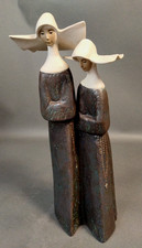 LLADRO Porcelain Figurine Two Nuns With Rosary Beads ~ Gres Finish ~ 34cm RTG/JE