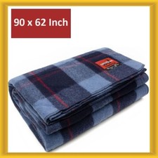 Swiss Link Military Surplus 90 x 62 Inch Classic Wool Plaid Blanket Sky Blue