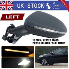 Left Passenger Side Power Fold Heated Wing Door Mirror For VW Golf Mk7 2012-2020