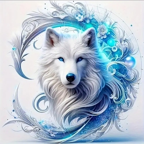 Snow wolf fantasy vinyl decal - snow,