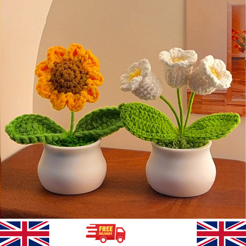 Potted plants crochet - -,