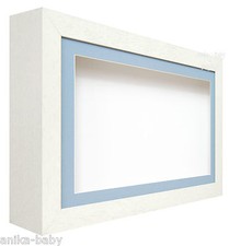 New Large Deep Shadow White / Blue Box Display Frame for Baby Boy Casts, Medals