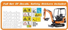 Kubota KX015-4 Mini / Micro Digger. Full Sticker Kit . Safety Stickers Included