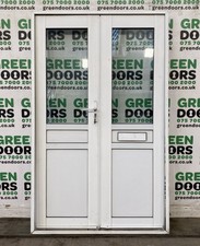 ALUMINIUM DOUBLE FRONT DOORS FRENCH WHITE METAL HALF PANEL EXTERIOR EXTERNAL ALU