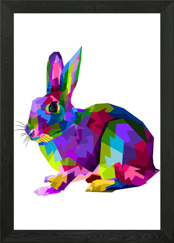 Colorful rabbit framed wall - colorful,