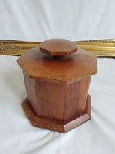 Vintage Wooden Octagonal Shaped Tea Caddy