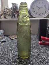 Nice! Globe Pictorial Leigh & co Salford Amber Green 10 oz Codd Bottle