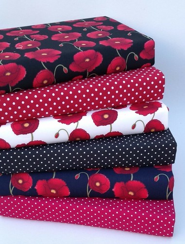 Poppy fabric bundle - 6, large
