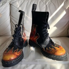 Vintage Tredair Red Flames Combat Boots Size 9 Made in England 