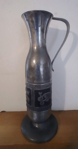 Vintage tin pewter pitcher - tin,